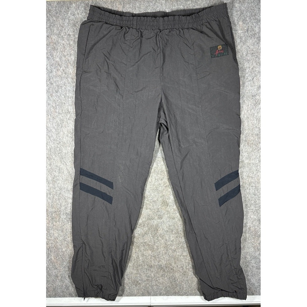 Vintage Pro Spirit Track Pants Mens L Gray Nylon Lined Zip Ankle 90s Windbreaker